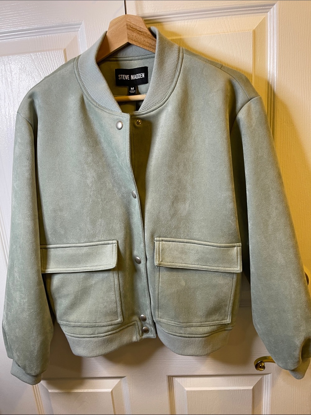Steve Madden Mint Green Sueded Bomber Jacket